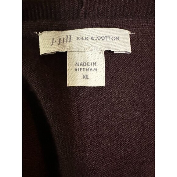 J. Jill Silk and Cotton Deep Plum V-Neck Sweater Size XL Lightweight Soft Knit - Picture 3 of 9